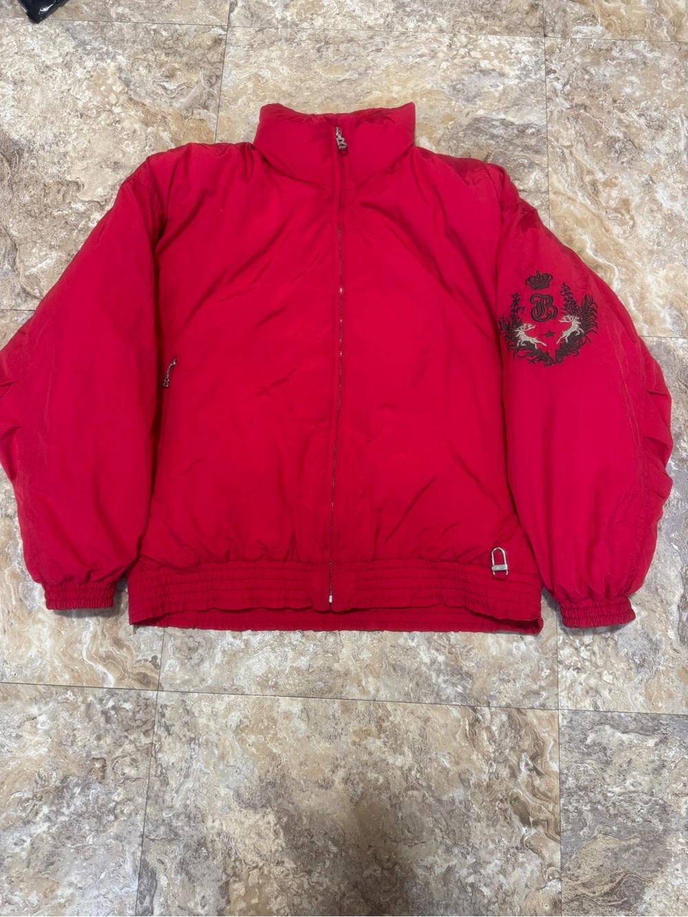 Bogner Goose Down Filled Red and Cream Puffer Jacket